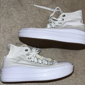 White High-Top Platform Canvas Sneakers - Women's